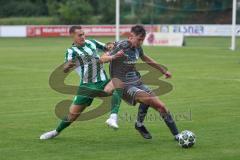 Landesliga - Saison 2025/26 - SV Manching - TSV Jetzendorf - Fabian  Neumayer (Nr.9 - SV Manching) - Dustin Kothmair grau Jetzendorf - Foto: Meyer Jürgen