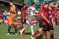 Toto Pokal - Saison 2022/2023 - SpVgg Heßdorf - FC Ingolstadt 04 - Der 0:1 Führungstreffer durch Pascal Testroet (Nr.37 - FCI) - Torwart Sebastian Heinlein (Nr.1 - SpVgg Hessdorf) - Jubel - Foto: Meyer Jürgen