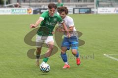 Testspiel - Bezirksliga - Saison 2025/26 - FC Gerolfing - SpVgg Joshofen Bergheim - Paul Hammer weiss Joshofen Bergheim - David Simm grün Gerolfing - Foto: Meyer Jürgen