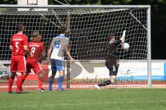 Relegation - Saison 2022/2023 - TSV Baar/Ebenhausen - TV Münchsmünster - Der 0:1 Führungstreffer durch Moritz Feigl Münchsmünster - jubel - Markus Lindauer Torwart Ebenhausen - Foto: Meyer Jürgen