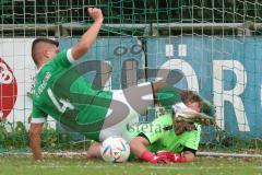 Toto-Pokal - Saison 2023/2024 - FC Gerolfing - TSV Rohrbach - Raymond Kreizer grün #4 Gerolfing - Alexander Deuschle Torwart Rohrbach - Foto: Meyer Jürgen