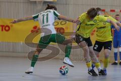 Lotto Bayern Hallencup - Saison 2024/25 - SV Manching - FC Hitzhofen/Oberzell- Daniel Schweiger grün Manching - Maximilian Eichlinger gelb Hitzhofen - Foto: Meyer Jürgen