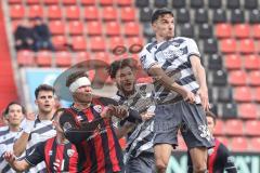 3. Liga; FC Ingolstadt 04 - SV Sandhausen; Kopfballduell Stolze Sebastian (36 SVS) Schikora Marco (21 SVS) Simon Lorenz (32, FCI)