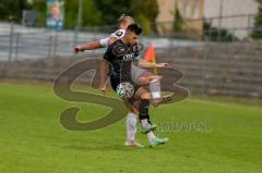 Bayernliga Süd - Saison 2021/2022 - FC Ingolstadt 04 II - SV Donaustauf - Götzendörfer Mario (#23 FCI) - Tobias Lotter weiss #24 Donaustauf -  Foto: Meyer Jürgen