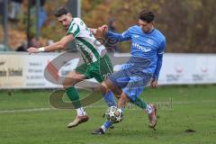 Landesliga - Saison 2025/26 - SV Manching - VFB Durach - Leon Peric (Nr.20 - SV Manching) - Gruber Christoph blau Durach  - Foto: Meyer Jürgen