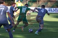 Totopokal- Saison 2023/2024 - SV Manching  - VFB Eichstätt - Sebastian Graßl (Nr.10 - SV Manching) - Zimmermann Johannis grau Eichstätt - Fazlji Senih links grau #16 Eichstätt - Foto: Meyer Jürgen