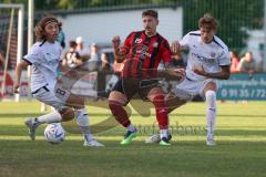 Toto Pokal - Saison 2022/2023 - SpVgg Heßdorf - FC Ingolstadt 04 - Tim Civeja (Nr.8 - FCI) - Sentürk Can (Nr.19 - SpVgg Hessdorf) - Calvin Brackelmann (Nr.17 - FCI) - Foto: Meyer Jürgen