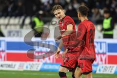 3. Liga; SSV Ulm - FC Ingolstadt 04; Tor Jubel Treffer Jasper Maljojoki (23, FCI) mit Marcel Costly (22, FCI)