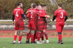 2023_11_5 - Kreisklasse - Saison 2023/24 - TSV Lenting - SV Eitensheim  -  Der 0:1 Führungstreffer durch - Tobias Dietze rot Eitensheim - jubel - Foto: Meyer Jürgen