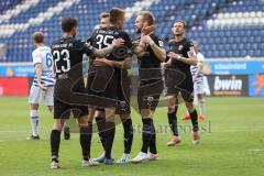 3. Liga - MSV Duisburg - FC Ingolstadt 04 - Tor Jubel 1:5 Filip Bilbija (35, FCI) Robin Krauße (23, FCI) Maximilian Beister (11, FCI) Dennis Eckert Ayensa (7, FCI) Marcel Gaus (19, FCI)