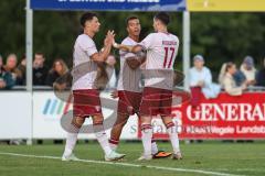 Toto Pokal; TSV Landsberg - FC Ingolstadt 04; Tor Jubel Treffer 3:5 Mads Borchers (9, FCI) Doppeltorschütze Marcel Costly (22, FCI) Max Besuschkow (17, FCI)