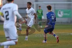 Bayernliga Nord - Saison 2025/26 - FC Ingolstadt 04 II - Würzburger FV - Micah Ham (Nr.25 - FC Ingolstadt II) - Tim Herbert blau Würzburg - Foto: Meyer Jürgen