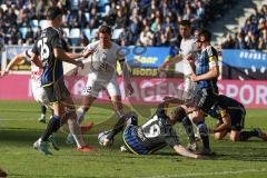 2024_1_27 - 3. Liga - Saison 2023/24 - 1. FC Saarbrücken - FC Ingolstadt 04 -  - David Kopacz (Nr.29 - FC Ingolstadt 04) - Simon Lorenz (Nr.32 - FC Ingolstadt 04) - Marcel Gaus (Nr.19 - 1. FC Saarbrücken) - Foto: Meyer Jürgen