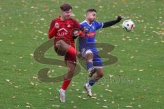 Kreisliga - Saison 2025/26- TSV Kösching - SV Zuchering - Patrice Herzog blau Kösching - Julian Moser rot Zuchering - Foto: Meyer Jürgen