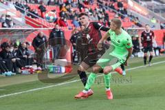 2.BL; FC Ingolstadt 04 - SV Sandhausen; Zweikampf Kampf um den Ball Thomas Keller (27, FCI) Zhirov Aleksandr (2 SVS)