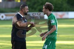 Totopokal- Saison 2023/2024 - SV Manching  - VFB Eichstätt - Cheftrainer Serkan Demir (SV Manching) - Selim Akdeniz (Nr.14 - SV Manching) - Foto: Meyer Jürgen