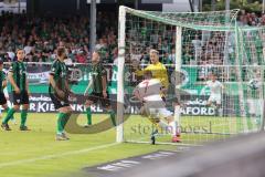 3.Liga - Saison 2023/2024 - Preußen Münster - FC Ingolstadt 04 - Der 0:1 Führungstreffer durch Jannik Mause (Nr.7 - FCI)- jubel - Torwart Max Schulze Niehues (Nr.35 - Preussen Münster) -  - Foto: Meyer Jürgen