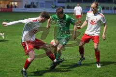 Landesliga - Saison 2024/25 - SV Manching - FC Gundelfingen - Jannik Noller weiss Gundelfingen re - Johannes Dexl (Nr.13 - SV Manching) - David Anzenhofer weiss Gundelfingen links - Foto: Meyer Jürgen