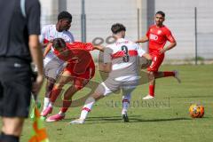 A-Junioren  Bundesliga - FC Ingolstadt 04 - VFB Stuttgart -  Saison 2022/2023 - Peric Leon rot FCI - Sahin Mehmet weiss Stuttgart - Foto: Meyer Jürgen