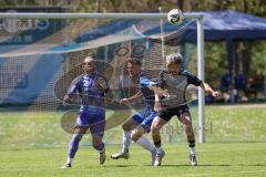 Kreisliga - Saison 2024/25- SV Menning - TSV Ober/Unterhaunstadt-  - Ali Cakmakci Torwart grau Ober/Haunstadt - Simon Wolfsfellner blau Menning - Amadeus Taubert grau Ober/Haunstadt - Foto: Meyer Jürgen