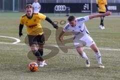 AUDI - Schanzer Amateur Cup - Spiel um Platz 3 - Saison 2024/25 - TSV Lichtenau - FC Mindelstetten - Marco Fürholzer gelb Lichtenau - Stefan Liebler weiss Mindelstetten - Foto: Meyer Jürgen