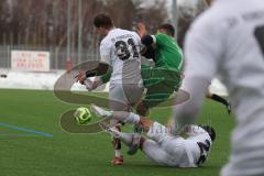 AUDI - Schanzer Amateurcup - Finale -  2026  - SV Hundszell - SV Denkendorf - Jonas Löffler grün Denkendorf - Lukas Conradi weiss Hundszell #31 - Johannes Rindlbacher weiss #22 Hundszell - Foto: Meyer Jürgen
