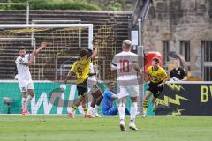 3. Liga; Borussia Dortmund II - FC Ingolstadt 04;  Tor Jubel Treffer Hettwer Julian (20 BVB2) Torwart Marius Funk (1, FCI) Moritz Seiffert (23, FCI) Azhil Ayman (6 BVB2)