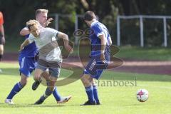 Kreisliga - Saison 2023/2024 - TSV Ober/Unterh.stadt- TSV Mümchsmünster - Maximilian Anthofer grau M.Münster - Paul Kammerbauer rechts blau Oberh.stadt - Foto: Meyer Jürgen