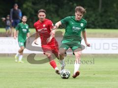Toto - Pokal - Saison 2026/27 - SV Manching - SV Heimstetten - Sebastian  Graßl (Nr.10 - SV Manching) - Dennis Polat rot Heimstetten  - Foto: Meyer Jürgen