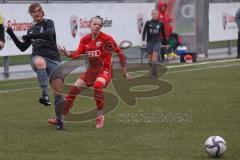 Bayernliga - Frauen - Saison 2022/2023 - FC Ingolstadt 04 II - TSV Schwaben Augsburg - Annika Siebenhüter FCI rot - Katrin Meier schwarz Augsburg - Foto: Meyer Jürgen