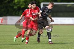 Bezirksliga - Saison 2025/26 - FC Fatih Ingolstadt - TSV Rohrbach - Nico Elfinger schwarz Rohrbach  - Muhammedcan Tural rot Fatih links - Foto: Meyer Jürgen