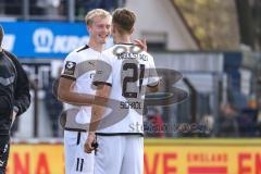 3. Liga; SV Meppen - FC Ingolstadt 04; Tor Jubel Treffer Tobias Bech (11, FCI) 0:3, Tobias Schröck (21, FCI)