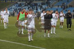 3.Liga - Saison 2022/2023 - 1. FC Saarbrücken - FC Ingolstadt 04 -die Spieler bedanken sich bei den Fans - jubel - Denis Linsenmayer (Nr.23 - FCI) - Marcel Costly (Nr.22 - FCI) - Maximilian  Dittgen (Nr.10 - FCI) -  - Foto: Meyer Jürgen