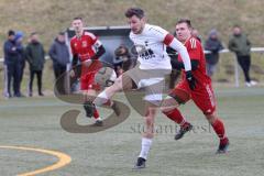 2024_2_4 - Bezirksliga - Saison 2023/24 - Freundschaftsspiel - TSV Gaimersheim - DJK Limes - Dennis Huettinger weiss Gaimersheim - Dominik Frei
 rot Limes - Foto: Meyer Jürgen