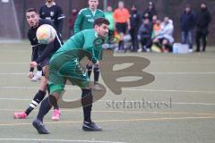 Freundschaftsspiel - FC Fatih Ingolstadt - TV Aiglsbach - Peter Veit schwarz FC Fatih - Florian Schweiger grün Aiglsbach #5 - Foto: Meyer Jürgen