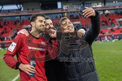 3. Liga; FC Ingolstadt 04 - TSG Hoffenheim II; Sieg Jubel Freude 3:2 Torschützen Fredrik Carlsen (8, FCI) und Marcel Costly (22, FCI) und Torwart Kai Eisele (25, FCI)