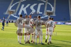 2.BL; Karlsruher SC - FC Ingolstadt 04; Tor Jubel Treffer  Elfmeter Patrick Schmidt (32, FCI) Filip Bilbija (35, FCI) Merlin Röhl (34, FCI) Rico Preißinger (6, FCI) Tobias Schröck (21, FCI)