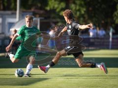 * Testspiel - Saison 2026/27 - FC Gerolfing - SV Manching-  - Lukas Achhammer (Nr.9 - FC Gerolfing) - Timo Jung (Nr.21 - SV Manching) - Foto: Meyer Jürgen