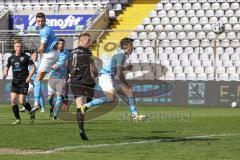 Toto Pokal - TSV 1860 München - FC Ingolstadt 04 - Maximilian Beister (11, FCI) köpft zum 0:1 Tor Führung Jubel, Lang Niklas (3, 1860) Durrans Matthew (26, 1860)