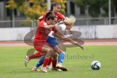 2. Fußball-Liga - Frauen - Saison 2023/2024 - FC Ingolstadt 04 - SC Sand - Paula Vidovic (Nr.11 - FCI Frauen) - #Loving Emma weiss Sand - Anna-Lena Härtl (Nr.4 - FCI Frauen) - Foto: Meyer Jürgen