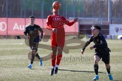 A - Junioren Bundesliga Süd/Südwest -  Saison 2021/2022 - FC Ingolstadt 04 - FC Bayern München - Dibrani Benjamin schwarz Bayern M. #28 - Udogu David (#3 FCI) - Foto: Meyer Jürgen