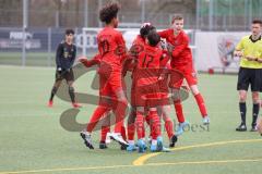 U 14 (C-Jun.) Förderliga BuLi/NLZ -  Saison 2021/2022 - FC Ingolstadt 04 - FC Bayern München -Der 3:0 Führungstreffer durch Elem Apemegno rot FCI - jubel - Foto: Meyer Jürgen