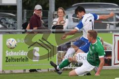 Toto-Pokal - Saison 2023/2024 - FC Gerolfing - TSV Rohrbach - Johannes Forsthofer blau Rohrbach - Matthias Hamm grün Gerolfing - Foto: Meyer Jürgen