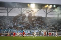 3. Liga; FC Ingolstadt 04 - TSV 1860 München; Fanszene Rauch Fan Fankurve Banner Fahnen Spruchband