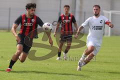*** Bayernliga Nord - Saison 2025/26 - FC Ingolstadt 04 II - ATSV Erlangen - Mussa Tasmin (Nr.20 - FC Ingolstadt II) - Lucas Markert weiss Erlangen - Foto: Meyer Jürgen
