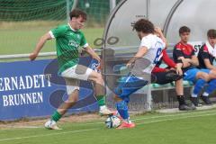 Testspiel - Bezirksliga - Saison 2025/26 - FC Gerolfing - SpVgg Joshofen Bergheim - David Simm grün Gerolfing - Paul Hammer weiss Joshofen Bergheim - Foto: Meyer Jürgen