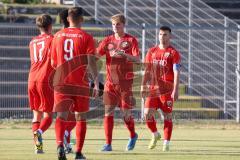 Bayernliga Süd - Saison 2022/2023 - FC Ingolstadt 04 -  TSV Dachau - Der 1:0 Führungstreffer durch Nduka Donald (Nr.4 - Fc Ingolstadt 04 II) - Jubel - Gashi Egson (Nr.9 - Fc Ingolstadt 04 II) - Foto: Meyer Jürgen