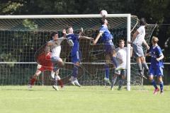 Kreisliga - Saison 2023/2024 - TSV Ober/Unterh.stadt- TSV Mümchsmünster - Emre Erdogan blau Oberh.stadt - Michael Baumhartner Torwart M.Münster - Foto: Meyer Jürgen