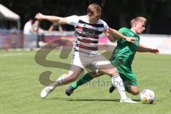 Bezirksliga - Saison 2024/25 - Freundschaftsspiel - FC Gerolfing - SV Kasing - Jonas Götz (Nr.6 - SV Kasing) - Lukas Achhammer (Nr.9 - FC Gerolfing) - Foto: Meyer Jürgen