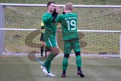 Testspiel - Fußball - SV Manching - VFR Neuburg/Donau  - Der 3:1 Führungstreffer durch Benedikt Vollnhals (#9 Manching)  - jubel - Rainer Meisinger (#19 Manching) - Foto: Jürgen Meyer